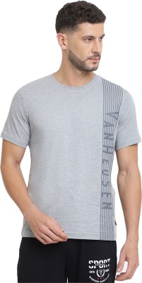 VAN HEUSEN Printed Men Round Neck Grey T-Shirt