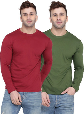 Kroptee Solid Men Round Neck Multicolor T-Shirt