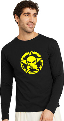 OrrganicChics Printed Men Round Neck Black T-Shirt