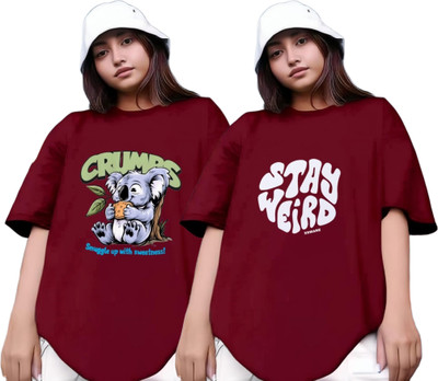 Xsware Typography Women Round Neck Maroon T-Shirt
