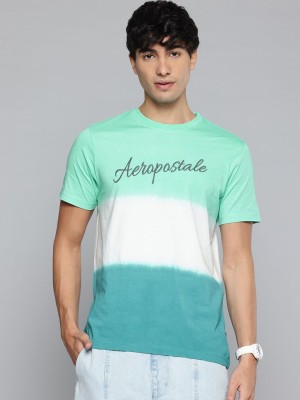 AEROPOSTALE Embroidered Men Round Neck Green, White T-Shirt