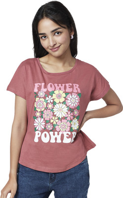 YU by Pantaloons Casual Printed Women Brown Top