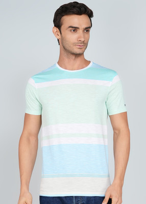 PETER ENGLAND Printed Men Polo Neck Light Blue T-Shirt
