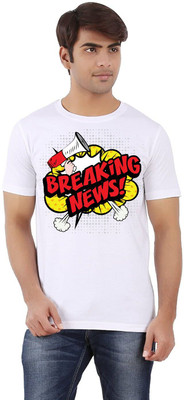 Clickwell Trending Printed Men Round Neck White T-Shirt