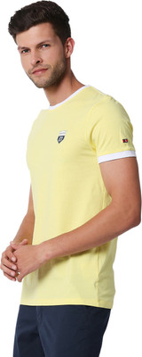 BEING HUMAN Colorblock Men Round Neck Yellow T-Shirt