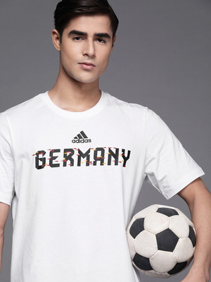ADIDAS Printed Men Round Neck White T-Shirt
