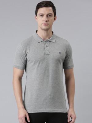 Force NXT Solid Men Polo Neck Grey T-Shirt