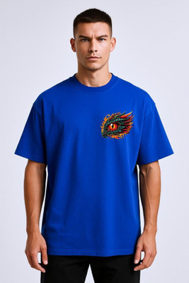 BLOSSOMTRADER Printed Men Round Neck Blue T-Shirt