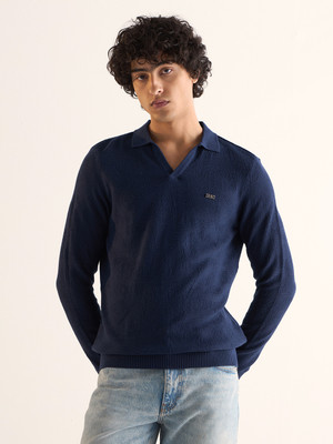 THE BEAR HOUSE Solid Men Polo Neck Blue T-Shirt