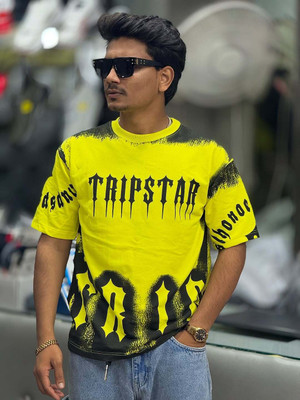 THEPYSTORE Printed Men Round Neck Yellow T-Shirt