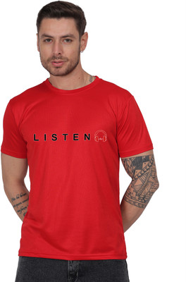 neeraj internationals Typography Men Round Neck Red T-Shirt