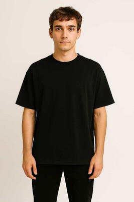 PIDAM Solid Men Round Neck Black T-Shirt