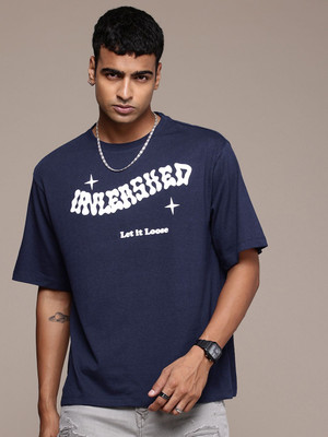 R.Code by The Roadster Life Co. Graphic Print Men Round Neck Navy Blue T-Shirt