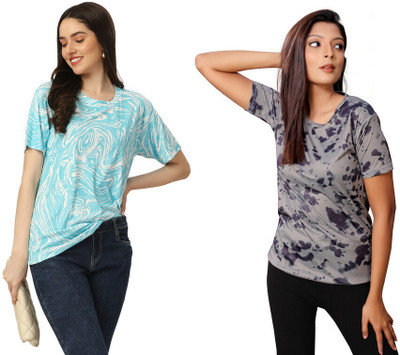 Aapache Printed Women Round Neck Multicolor T-Shirt