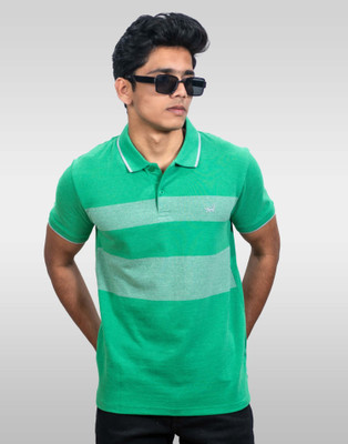 Lynx Colorblock Men Polo Neck Green T-Shirt