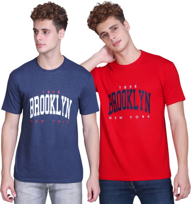 Zeffit Printed Men Round Neck Red, Blue T-Shirt
