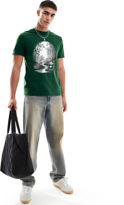 RAN ELEVEN COMPANY Graphic Print Men Crew Neck Green T-Shirt