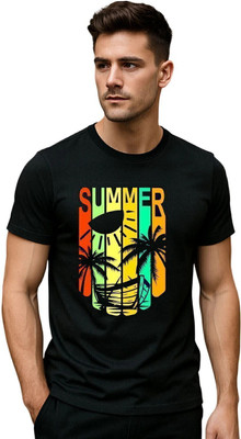 Fabc Typography Men Round Neck Black T-Shirt