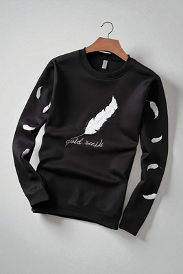 FAOES Printed Men Round Neck Black T-Shirt