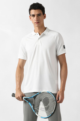 VAN HEUSEN Solid Men Polo Neck White T-Shirt