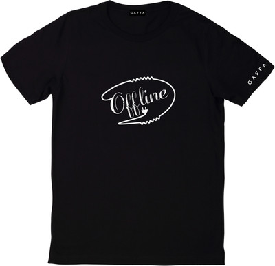 gaffa Printed, Typography Men Round Neck Black T-Shirt