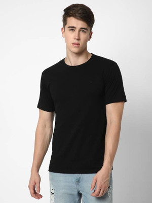 Cotstyle Solid Men Round Neck Black T-Shirt
