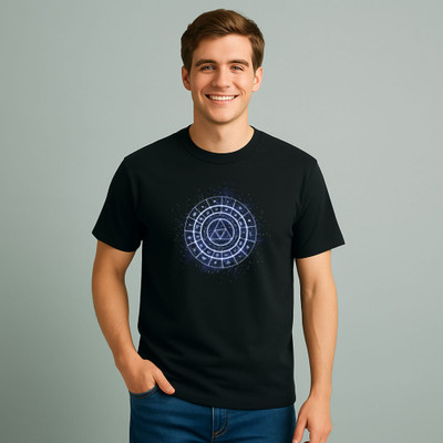 RIVONN Graphic Print Men Round Neck Black T-Shirt