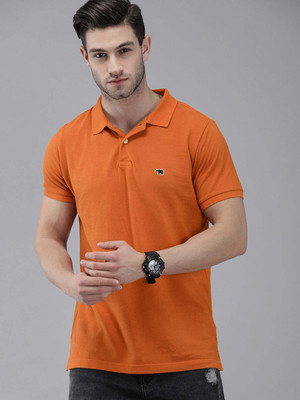 THE BEAR HOUSE Solid Men Polo Neck Orange T-Shirt