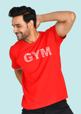 Burundi Blu Typography Men Round Neck Red T-Shirt