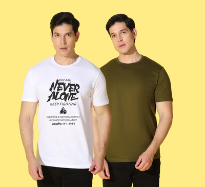 WOOSTRO Printed Men Round Neck Multicolor T-Shirt