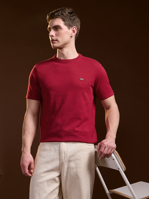 THE BEAR HOUSE Solid Men Crew Neck Red T-Shirt