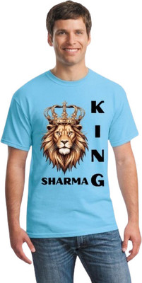 radhu fashions Printed Men Round Neck Light Blue T-Shirt