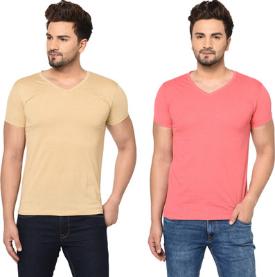 Adorbs Trend Solid Men V Neck Multicolor T-Shirt