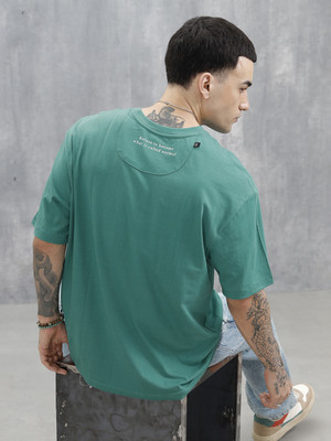 WROGN Solid Men Crew Neck Green T-Shirt