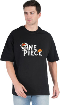 Mr Anime Printed Men Round Neck Reversible Black T-Shirt