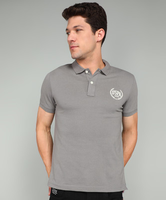 U.S. POLO ASSN. Solid Men Polo Neck Grey T-Shirt