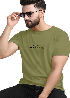 KAJARU Printed Men Round Neck Green T-Shirt