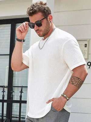 COPEHHI Solid Men Round Neck White T-Shirt
