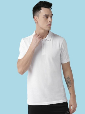 Comio Solid Men Polo Neck White T-Shirt