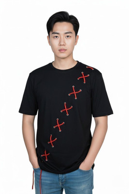 Ajworld Solid Men Round Neck Black T-Shirt