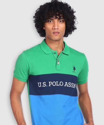 U.S. POLO ASSN. Solid Men Polo Neck Green T-Shirt