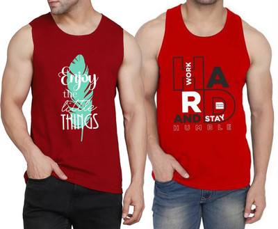 WOOSTRO Graphic Print Men Scoop Neck Maroon, Red T-Shirt