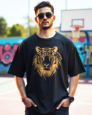 AUSK Printed Men Crew Neck Black T-Shirt