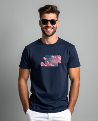 UrGear Graphic Print, Printed Men Round Neck Navy Blue T-Shirt