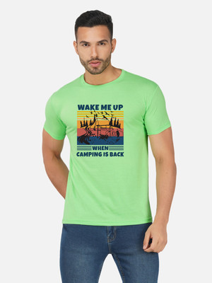 GLOBAL NOMAD Printed Men Round Neck Light Green T-Shirt