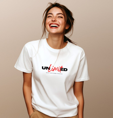 WILDENIC Printed Women Round Neck White T-Shirt