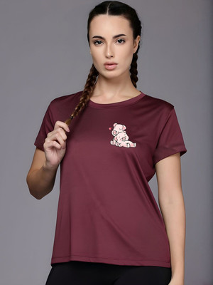Moda Rapido Graphic Print Women Round Neck Maroon T-Shirt