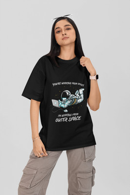 Stylewill Graphic Print Women Round Neck Black T-Shirt