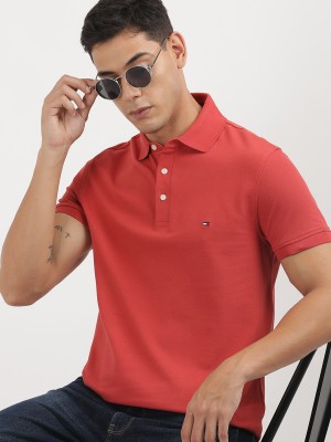 TOMMY HILFIGER Solid Men Polo Neck Red T-Shirt