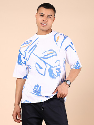 V-MART Printed Men Round Neck White T-Shirt